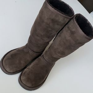 Ugg Tall Brown Sheepskin Suede Leather Boots